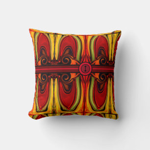 Rotes und gelbes Abstraktes Kissen