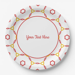 rotes und gelbes geometrisches Muster Pappteller