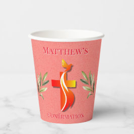 Rotes und Gelbes Kreuz und eine Taubenbestätigung Pappbecher