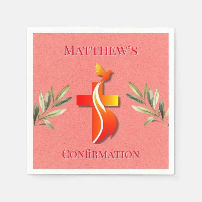 Rotes und Gelbes Kreuz und eine Taubenbestätigung Serviette (Vorderseite)