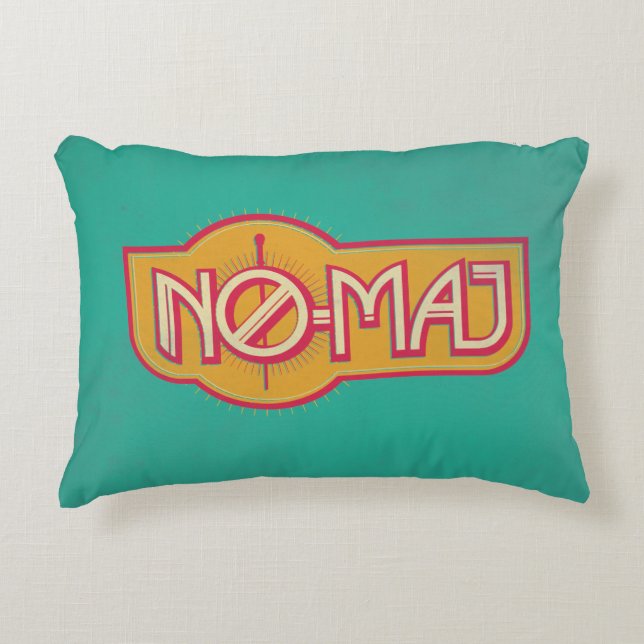 Rotes und gelbes NO-MAJ™-Abzeichen Dekokissen (Vorderseite)