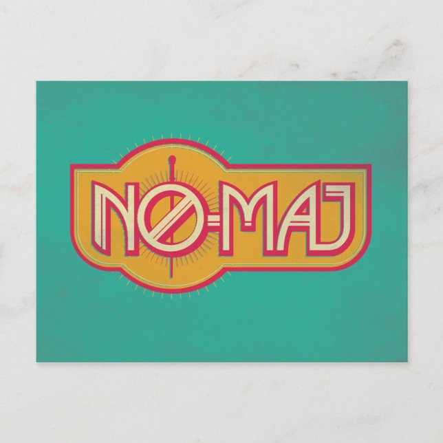 Rotes und gelbes NO-MAJ™-Abzeichen Postkarte (Vorderseite)