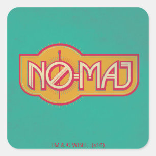 Rotes und gelbes NO-MAJ™-Abzeichen Quadratischer Aufkleber