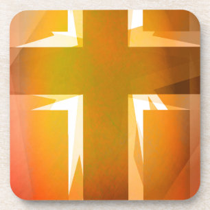Rotes und gelbes religiöses Kreuz Untersetzer