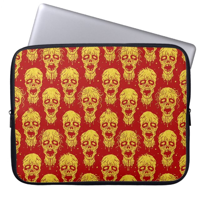 Rotes und gelbes Zombie-Apokalypse-Muster Laptopschutzhülle (Vorderseite)
