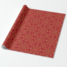 Rotes und Gold Arabesque Wrapping Paper (Roll)