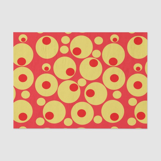 Rotes und Gold Circles-Gewebepapier Seidenpapier (Vorderseite)
