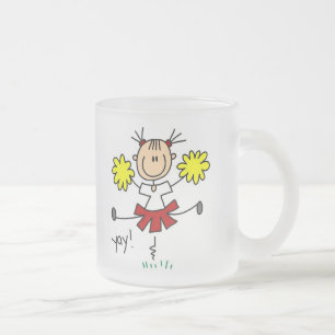 Rotes und goldenes Cheerleader-Strichmännchen-Mug Mattglastasse