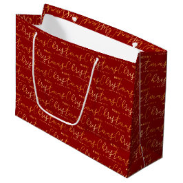 Rotes und goldenes Frohe Weihnachten Wortkunst Große Geschenktüte