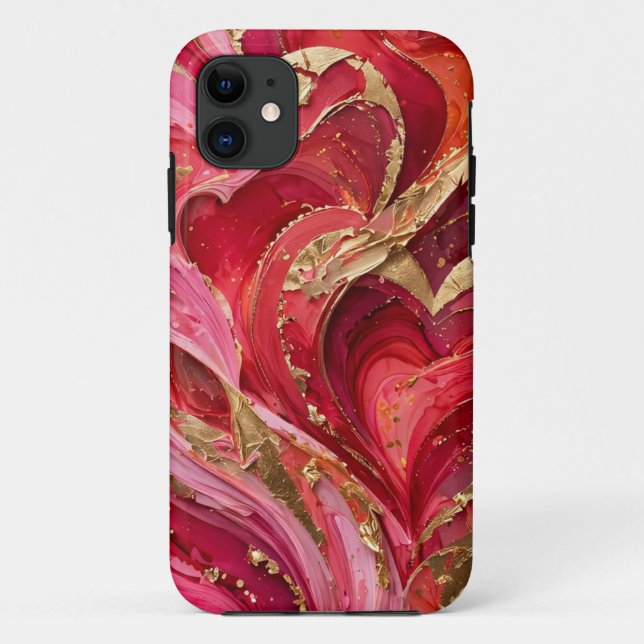 Rotes und goldenes Marmor-iPhone 11 Case (Rückseite)
