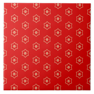Rotes und goldenes Ornamentdesign Fliese