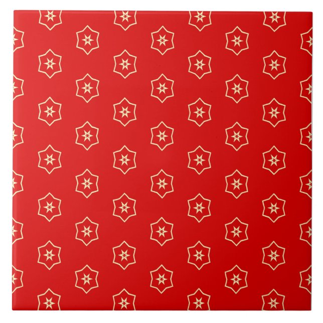 Rotes und goldenes Ornamentdesign Fliese (Vorderseite)