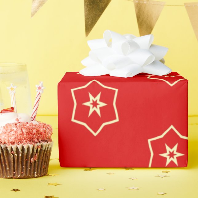 Rotes und goldenes Ornamentdesign Geschenkpapier (Geburtstagsparty)