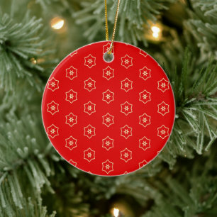 Rotes und goldenes Ornamentdesign Keramik Ornament