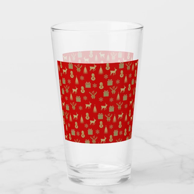 Rotes und goldenes Weihnachtsglas Glas (Vorderseite)