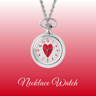 Rotes und graues Herz Necklace Liebe Watch Armbanduhr