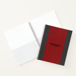 Rotes und graues Kunstleder Notizbuch