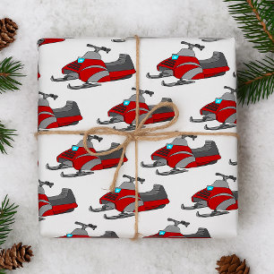 Rotes und graues Schneemobil Geschenkpapier