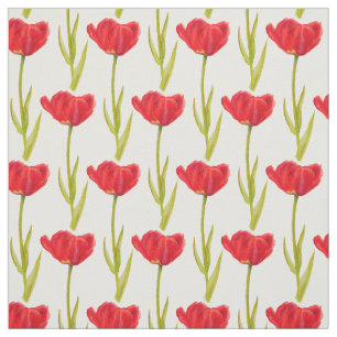 Rotes und grünes Aquarellgewebe der Frühlingstul Stoff