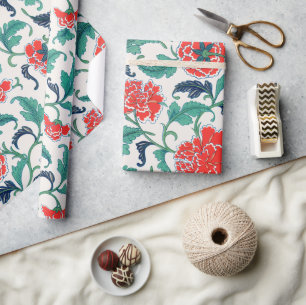 Rotes und grünes Blumenmuster Geschenkpapier