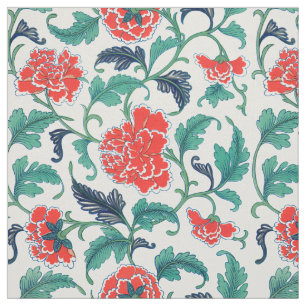 Rotes und grünes Blumenmuster Stoff