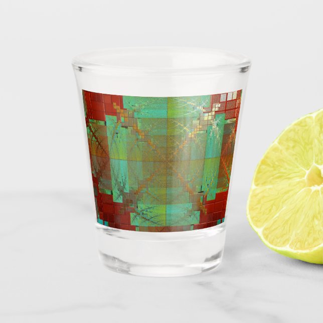 Rotes und grünes Chromatisches Fusionsglas Schnapsglas (Vorderseite)