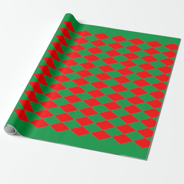 ROTES UND GRÜNES DIAMOND CHRISTMAS Wrapping Paper Geschenkpapier (Ungerollt)