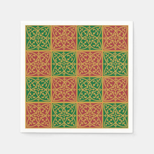 Rotes und grünes Fleur-de-lis-Muster Serviette