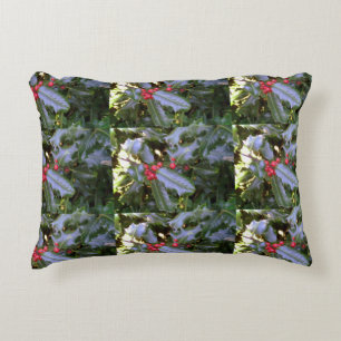 Rotes und grünes Holly Cushion Dekokissen