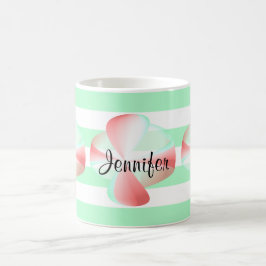 Rotes und grünes Kreissmuster mit grünen Streifen Tasse
