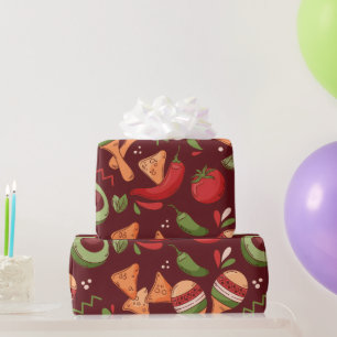 Rotes und grünes mexikanisches Essen Geschenkpapier