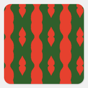 Rotes und grünes Muster Quadratischer Aufkleber