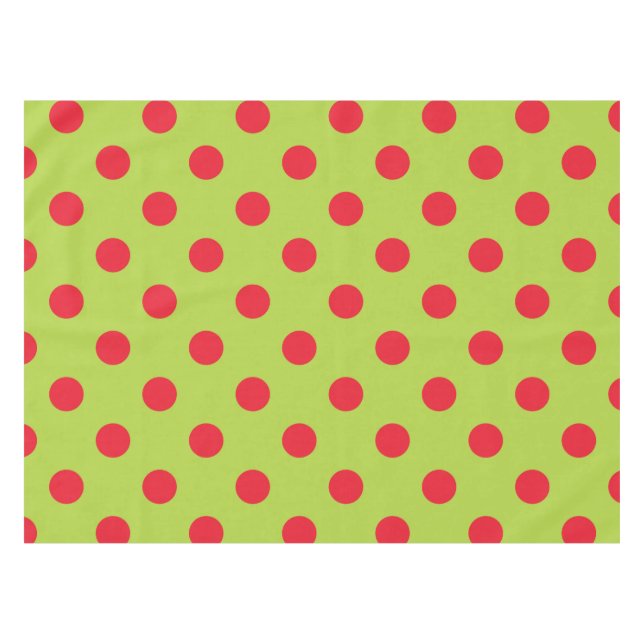Rotes und grünes Polka Dot Tablecloth Tischdecke (Vorderseite (Horizontal))