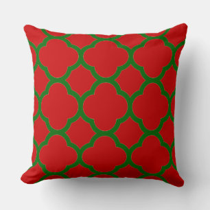 Rotes und grünes Quatrefolienmuster Kissen