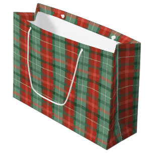 Rotes und grünes Tartan-Muster mittelgroße Geschen Große Geschenktüte
