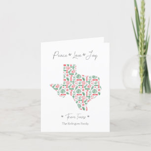 Rotes und grünes Texas Linienkunst gemustertes Wei Feiertagskarte