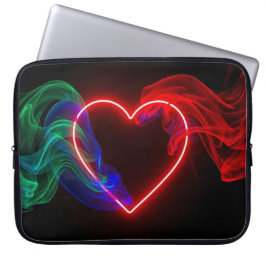 Rotes und grünes Valentinsherz auf Elektronik-Tasc Laptopschutzhülle