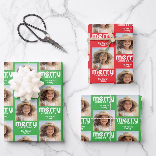 Rotes und grünes Weihnachtsgebäck mit Whimsikart-F Geschenkpapier Set (Vorderseite)