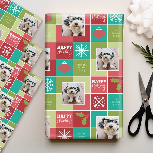 Rotes und grünes Weihnachtsgebäck mit Whimsikart-F Geschenkpapier Set (Personalized Photo Wrapping Paper)