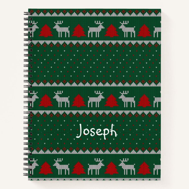 Rotes und grünes Weihnachtsheft Weihnachtsbaum Notizbuch (Vorderseite)