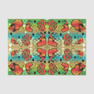 Rotes und grünes, weißes, romantisches Herzmuster Seidenpapier