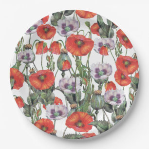 Rotes und Lila Muster Pappteller