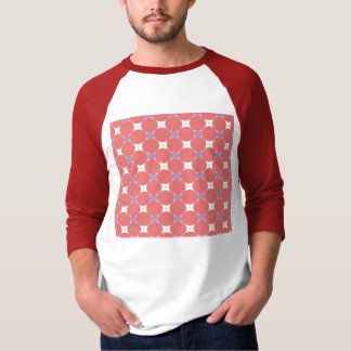 rotes und lila Quadrat- und Kreismuster T-Shirt