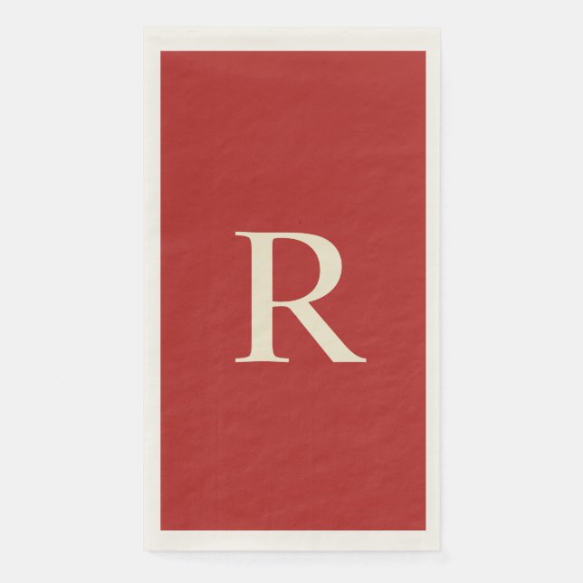 Rotes und Mit Monogramm Papierhandtuch Serviette (Vorderseite)