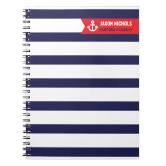 Rotes und Navy Nautical Strip Notebook Notizblock