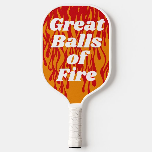 Rotes und orangefarbenes Feuer und Flammen kühl Pickleball Schläger (Rückseite)