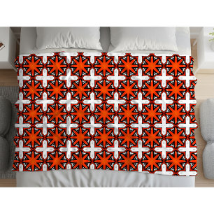 Rotes und oranges geometrisches Muster Fleecedecke