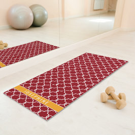 Rotes und oranges Gittermuster mit individuellem N Yogamatte