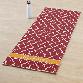Rotes und oranges Gittermuster mit individuellem N Yogamatte