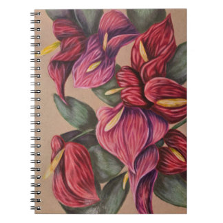 Rotes und rosa Anthurium-Notebook Notizblock